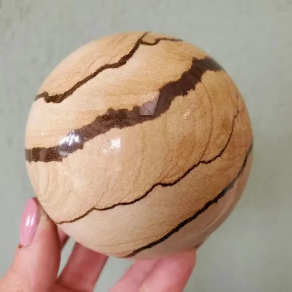 Sandstone Biggs Wood Grain Picture Jasper Sphere 516 grams75mm